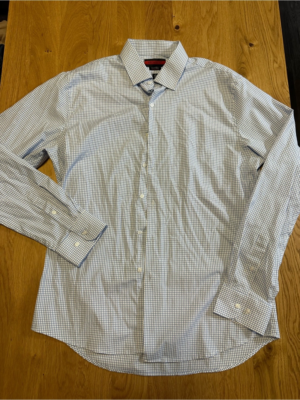 Architect White and Blue Checked Men’s Dress Shirt L